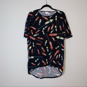 LuLaRoe Black American Dreams Fireworks Irma Tunic